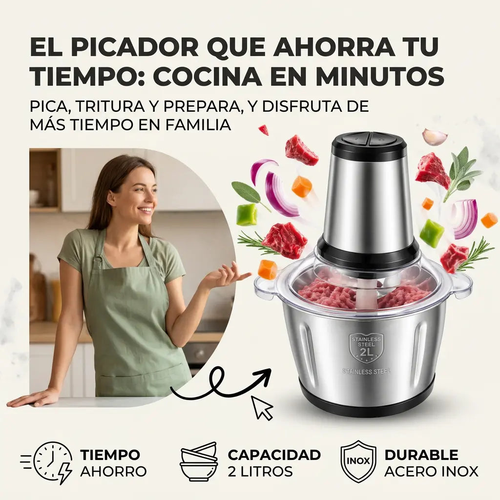 Molino Picador Eléctrico en Acero Inoxidable